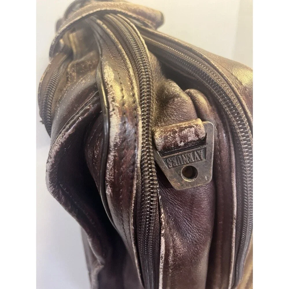 Vintage Leather Bag Avenues America Laptop Brief Case Distressed Shoulder Strap